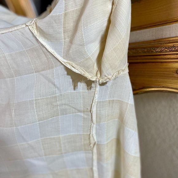 Vintage Bohemia Folk Costume Undershirt Long Shirt Slovakian Ethnic Window Pane - Picture 9 of 9